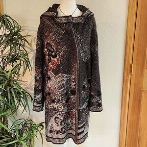 MISSONI Italy Knit Coat SIZE Large US12 Gray Glitter Hooded Sweater Jack…